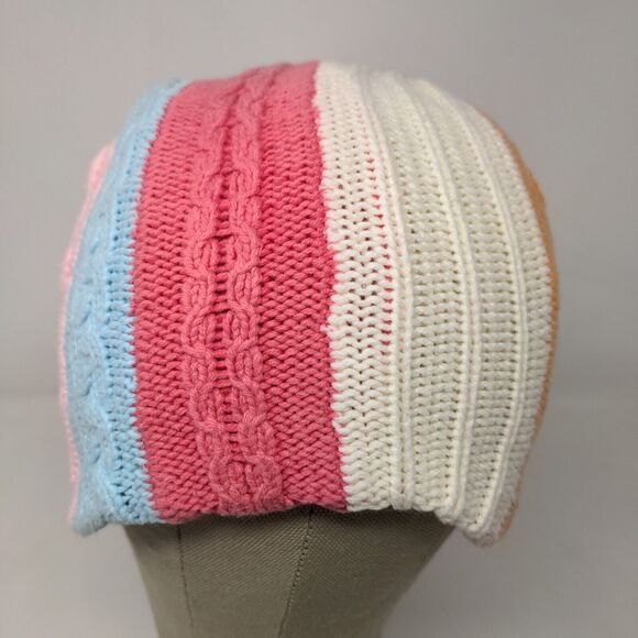 Mudd Headwear Girls Cable Knit Beanie Hat Multi Striped OSFA - Picture 3 of 11